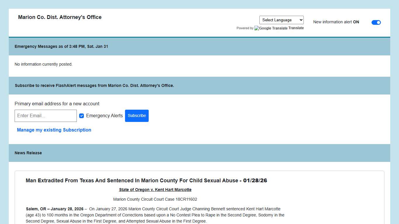 Marion Co. Dist. Attorney's Office News via Flashalert.net